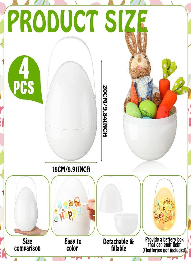 Colingmill 4 Sets Jumbo Easter Egg Plastic Fillable 10 Inch Giant Paintable Eggs with Handles Large White DIY Containers Paint Your Own Egg Lamp Kit for Easter Decor Basket Stuffers Fillers - Image 2